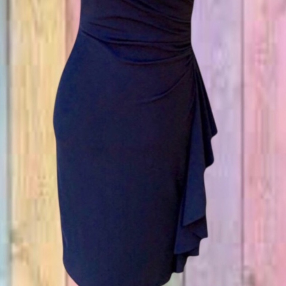 White House Black Market Black Ruching Sleeveless Lined Dress - Picture 5 of 11